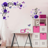 PVC Wall Stickers, Wall Decoration, Rose Pattern, 290x1180mm