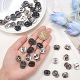 40Pcs 2 Style Alloy Spring Cord Locks, Double Hole Drawstring Stopper Fastener Buttons, Garment Accessories, Cadmium Free & Lead Free, Mixed Color, 13.5~19.5x14.5~16x4.5~5.5mm, Hole: 4.5~7mm, 20pcs/style