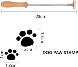 Brass Burning Stamp Heating, with Wood Handle, for Wood, Paper, Cake, Bread Baking Stamping Dog Paw Prints Pattern, Golden, 28x3.1x3cm, Stamps: 3.1x3x0.9cm
