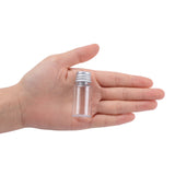 10ml PET Plastic Liquid Bottles, Flat Shoulder, with Aluminum Screw Caps, Clear, 5.3x2.3cm, Capacity: 10ml(0.34 fl. oz)