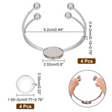 4Pcs 304 Stainless Steel Double Wire Cuff Bangle Makings, with Ball Tip, Flat Round Tray Settings, Blank Bangle Base, 4Pcs Transparent Glass Cabochons, Stainless Steel Color, 1/8~3/4 inch(0.4~2cm), Inner Diameter: 2-1/2 inch(6.2cm), Tray: 20.2mm