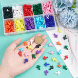 300Pcs 10 Colors Opaque Acrylic Beads, Cross, Mixed Color, 16x12x4.5mm, about 30pcs/color