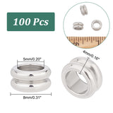 304 Stainless Steel Beads, Column, Stainless Steel Color, 8x4mm, Hole: 5mm, 100pcs/box