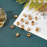 16Pcs 8 Style 304 Stainless Steel Beads, Grooved Beads, Ion Plating (IP), Column, Golden, 2pcs/style