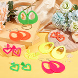 8 Pairs 8 Style Acrylic Heart & Teardrop Dangle Stud Earrings with Steel Pins for Women, Mixed Color, 51mm, 90.5mm, Pin: 0.8mm, 1 Pair/style