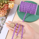 2 trands Polyester Wave Bending Fringe Trim, Sewing Ribbon, for Cloth Dress DIY Making Decorate, with Spool, Purple, 3/16 inch~3/8 inch(5~8.5mm), about 22~25m/strand