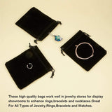 Rectangle Velvet Pouches, Drawstring Bags, Gift Bags, Black, 12x10cm, 50pcs/set