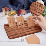 1Pc Wooden Card Display Base, with 100Pcs Cardboard Earring & Necklace Display Cards, Tan, Base: 275x170x16mm, Cards: 9x6cm