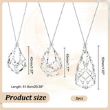 3Pcs 3 Style Brass Macrame Pouch Empty Stone Holder for Pendant Necklaces Making, with 304 Stainless Steel Cable Chains, Platinum, 20.47 inch(52cm), 1Pc/style