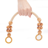 Purse Handle, with Nylon Cord, Wood Beads and Plastic Ring, for Bag Handles Replacement Accessories, Mixed Color, 480~490x14~39mm, 6pcs/set