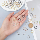 60Pcs 5 Colors Brass Linking Rings, Hammered Ring, Mixed Color, 16x1mm, Inner Diameter: 12.5mm, 12pcs/color