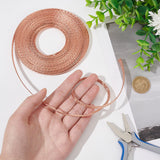 Braided Bare Copper Wire, Braid Cable Wire, Flat, Rose Gold, 1/4 inch(6mm), about 8.75 Yards(8m)/pc