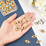 Plastic Links connectors, with Alloy Findings, Evil Eye, Golden, Mixed Color, 15x29.5x7~7.5mm, Hole: 2.7mm, 4 colors, 10pcs/color, 40pcs