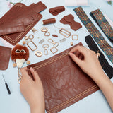 DIY Imitation Leather Satchel Crossbody Bag Kits, with Iron & Alloy Finding, Needle, Thread, Clasp, Screwdriver, Saddle Brown