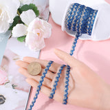 1Pc Sparkle Wavy Polyester Ribbons, with 1Pc Plastic Empty Spools, Blue, 1/4 inch(5mm), about 16.40~18.59 Yards(15~17m)/Roll