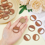 20Pcs Walnut Wood Pendants, Hollow Flat Round Charms, Undyed, Camel, 30x2mm, Hole: 2mm