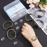 DIY Blank Dome Bangle Making Kit, Including Flat Round Brass Bangle Making, Glass Cabochons, Antique Bronze, 18Pcs/box