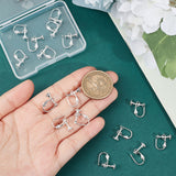 20Pcs Brass Clip-on Earring Findings, Screw Back Non Pierced Earring Converter, 925 Sterling Silver Plated, 14.5x12.5x5mm