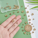 48Pcs 4 Style Brass Beads, with Silicone inside, Slider Beads, Stopper Beads, Long-Lasting Plated, Rondelle, Real 14K Gold Plated, 4~7.5x2.5~4mm, Hole: 0.8~1.4mm, 12pcs/style