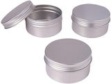 80ml Round Aluminium Tin Cans, Aluminium Jar, Storage Containers for Cosmetic, Candles, Candies, with Screw Top Lid, Platinum, 6.8x3.5cm