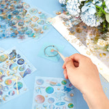 13 Styles 3D Puffy Stickers, Transparent Epoxy Resin Glitter Stickers, for Scrapbooking, Travel Diary Craft, with Iron Beading Tweezers, Mixed Shapes, 4~33x6~25mm, 1 sheet