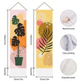 Polyester Decorative Wall Tapestrys, for Home Decoration, with Wood Bar, Rope, Rectangle, Leaf Pattern, 1300x330mm