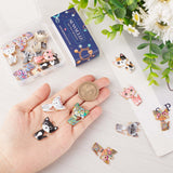24Pcs 12 Style Alloy Enamel Pendants, Cadmium Free & Nickel Free & Lead Free, Golden, Cat Charms, Mixed Color, 30x19.5x2.5mm, Hole: 2.2mm, 2pcs/style