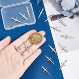 16Pcs 201 Stainless Steel Pendants, Sword, Stainless Steel Color, 27.5x10.5x2.5mm, Hole: 2mm, 16pcs/box