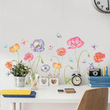 PVC Wall Stickers, Wall Decoration, Flower, 900x390mm, 2pcs/set