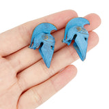 2Pcs Tibetan Style Alloy European Beads, Large Hole Beads, Helmet, Blue, 33.5x13x19.5mm, Hole: 4mm