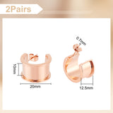 2 Pairs Stainless Steel Round Stud Earring Finding, Blank Grooved Earring Settings for Inlay Earring Making, Rose Gold, 20x12.5mm, Pin: 0.7mm