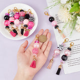 10Pcs 10 Styles Glass & Acrylic & Resin Beaded Pendant Decorations, with Faux Suede Tassel Pendant and Alloy Lobster Claw Clasps, Mixed Color, 120mm, 1pc/style