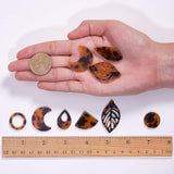 Cellulose Acetate(Resin) Pendants, Leaf, Goldenrod, 74x73x25mm, 32pcs/box