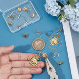 12Pcs 3 Style Brass Stud Earring Findings with Loop, with 12Pcs Ear Nuts, Rectangle & Ring & Triangle, Golden, 12.5x1.5~12mm, Hole: 0.8~1.4mm, Pin: 0.7~0.8mm, 4pcs/style