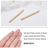 Brass Links Connectors, Bar, Real 18K Gold Plated, 35x2mm, Hole: 1mm, 20pcs/box