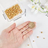 160Pcs 4 Style Brass Beads, Long-Lasting Plated, Round, Matte Style, Real 18K Gold Plated, 3~6mm, Hole: 0.9~1.4mm, 40pcs/style