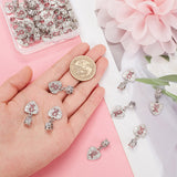 30Pcs Alloy Rose Rhinestone European Dangle Charms, Large Hole Pendant, Heart with Breast Cancer Sign Ribbon Pattern, Platinum, 28mm, Pendant: 16x14x2mm, Hole: 5mm