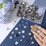 160Pcs 4 Size 304 Stainless Steel Stud Earrings Findings, Earring Settings, Flat Round, with 160Pcs Plastic Ear Nuts, Stainless Steel Color, Tray: 6~12mm, 8~14mm, Pin: 0.7~1mm, 40Pcs/size
