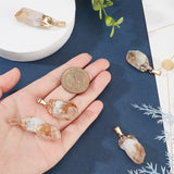 5Pcs Raw Rough Natural Citrine Pendants, Nuggets Charms, with Golden Plated Brass Snap on Bails, 27~42x15.5~18x13~13.5mm, Hole: 4x8.5mm