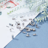 40Pcs 4 Style 304 Stainless Steel Cord Ends, End Caps, Stainless Steel Color, 7~10x1.8~5mm, Hole: 1~2.5mm, Inner Diameter: 1~4.1mm, 10pcs/style