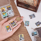 18Pcs 18 Style Printed Opaque Acrylic Pendants, Rectangle with Tarot Pattern, Mixed Color, 35x26x2mm, Hole: 1.8mm, 1pc/style