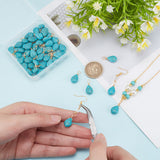 50Pcs Synthetic Turquoise Pendants, with Golden Plated Brass Loops, Teardrop Charms, 20mm, Hole: 3.5mm