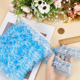 10M Polyester Ribbon, Wave Edge Ornamnent, Ruffle Lace Trimming, Costume Dress Accessories, Deep Sky Blue, 50x1mm