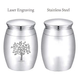 Alloy Cremation Urn Kit, with Disposable Flatware Spoons, Silver Polishing Cloth, Velvet Packing Pouches, Tree of Life Pattern, 40.5x30mm, 1pc