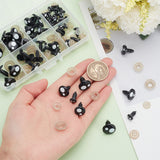 54 sets 4 Style Plastic Doll Eyes, Craft Safety Eyes, for Crafts, Crochet Toy and Stuffed Animals, Flat Round, Black, 11~17x12~16mm, Pin: 5~6mm, 54 sets/box