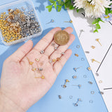 120Pcs 2 Color Iron Ball Stud Earring Findings, with Horizontal Loops & 120Pcs 304 Stainless Steel Ear Nuts & 120Pcs Open Jump Rings, Golden & Stainless Steel Color, 6.5x4mm, Hole: 1mm, Pin: 0.8mm, 60Pcs/color