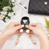 PU Leather Bag Handles, with Alloy Swivel Clasps and Iron D Clasps, for Bag Replacement Accessories, Black, 42x2x0.9cm