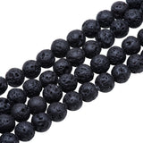 6mm Natural Black Lava Rock Stone Rock Gemstone Gem Round Loose Beads Strand 15.7 inch for Jewelry Making, about 64pcs/strand
