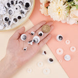 40 sets 4 style Plastic Doll Wiggle Googly Eyes, Craft Safety Eyes, for Crafts, Crochet Toy and Stuffed Animals, Half Round, White, 13~15x10~23mm, Pin: 3~6mm, Gasket: 8.5~21x1.5~3.5mm, Hole: 2.8~6mm, 2pcs/set, 10 sets/style