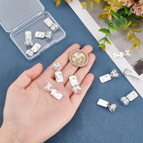 12Pcs Brass Glue-on Flat Pad Bails, Pendant Bails for Jewelry Making, Rectangle with Flat Round Settings, Nickel Free, Silver, 27x12mm, Hole: 6mm